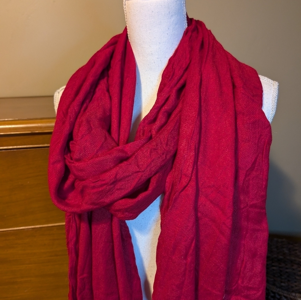 RED Modal Rectangle Blanket Scarf Extra Long - Picture 3 of 9
